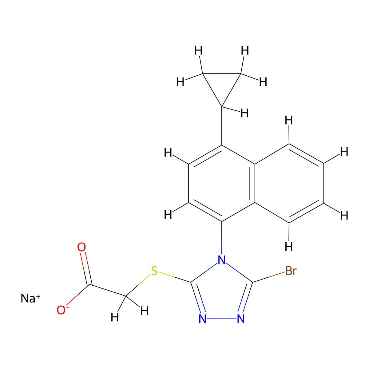 Lesinurad Sodium molecular structure, CAS 1151516-14-1