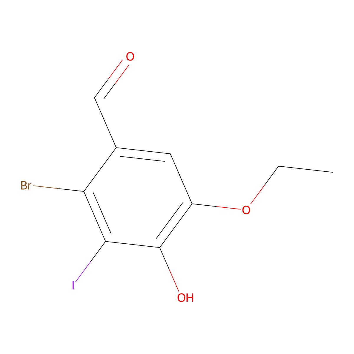 2-Bromo-5-ethoxy-4-hydroxy-3-iodobenzaldehyde molecular structure, CAS 1151530-41-4