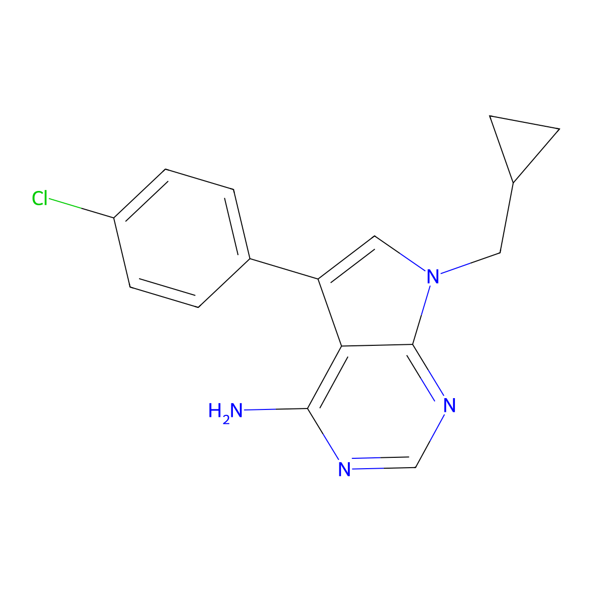 5-(4-Chlorophenyl)-7-(cyclopropylmethyl)-7H-pyrrolo[2,3-d]pyrimidin-4-amine molecular structure, CAS 1151651-00-1