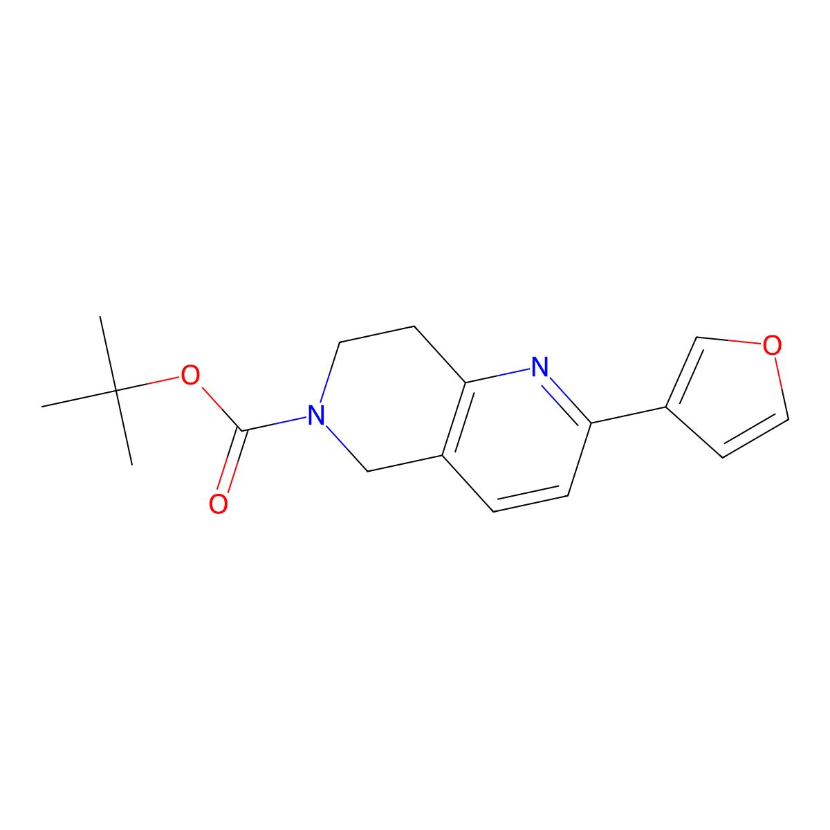 tert-Butyl 2-(furan-3-yl)-7,8-dihydro-1,6-naphthyridine-6(5H)-carboxylate molecular structure, CAS 1151665-16-5