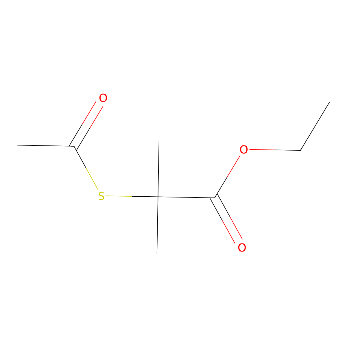 Ethyl 2-(acetylthio)-2-methylpropanoate molecular structure, CAS 1151713-51-7
