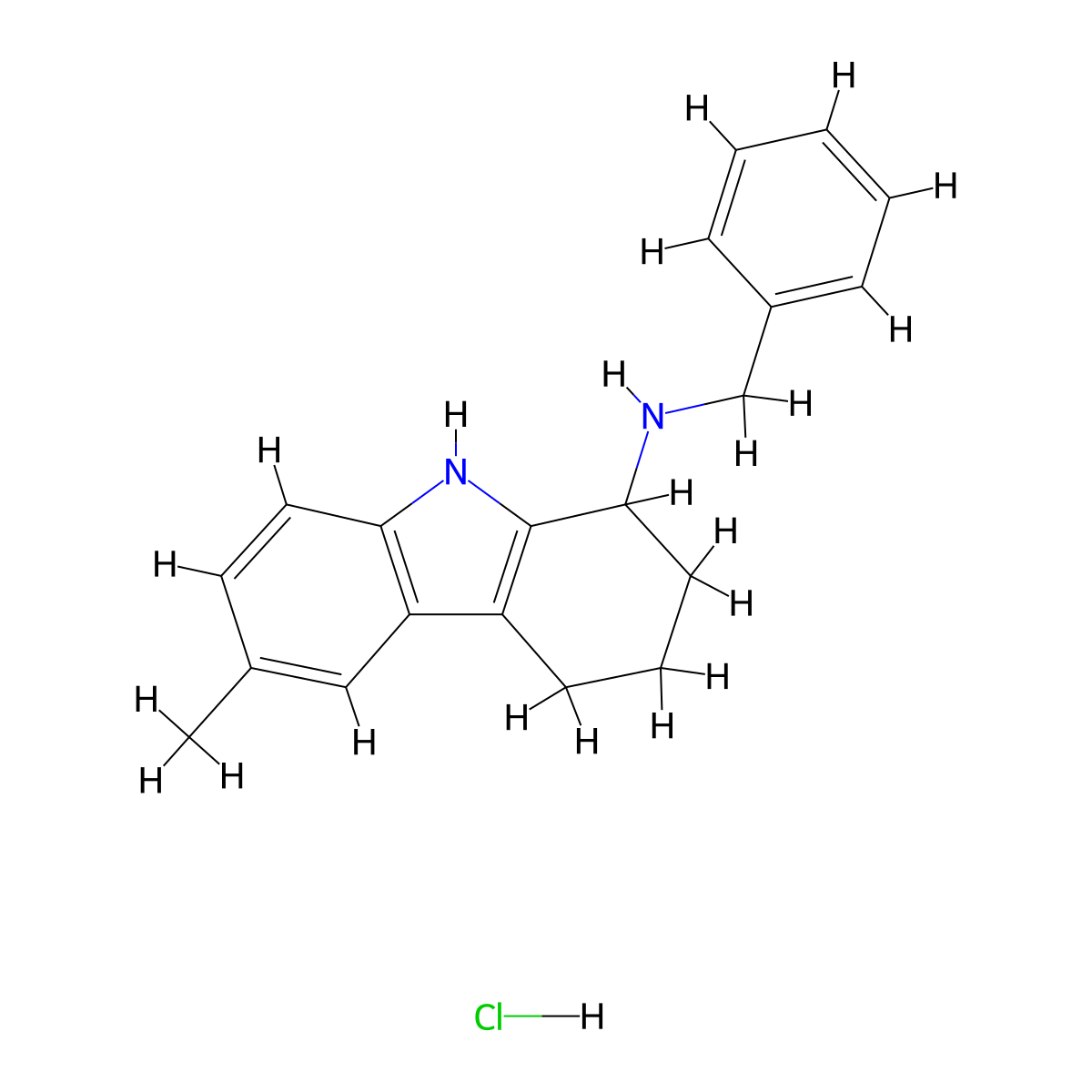N-benzyl-6-methyl-2,3,4,9-tetrahydro-1H-carbazol-1-amine Hydrochloride molecular structure, CAS 115174-34-0