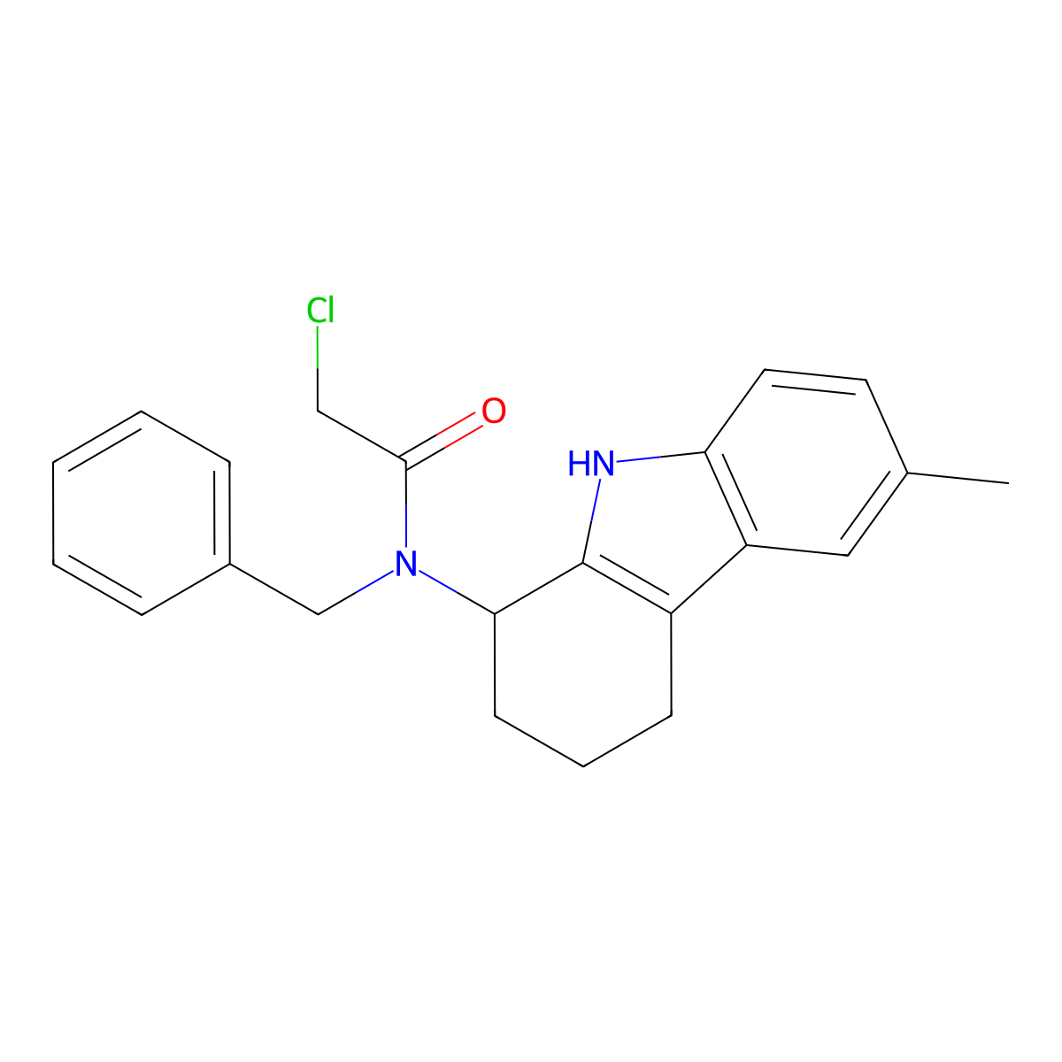 N-benzyl-2-chloro-N-(6-methyl-2,3,4,9-tetrahydro-1H-carbazol-1-yl)acetamide molecular structure, CAS 115174-35-1