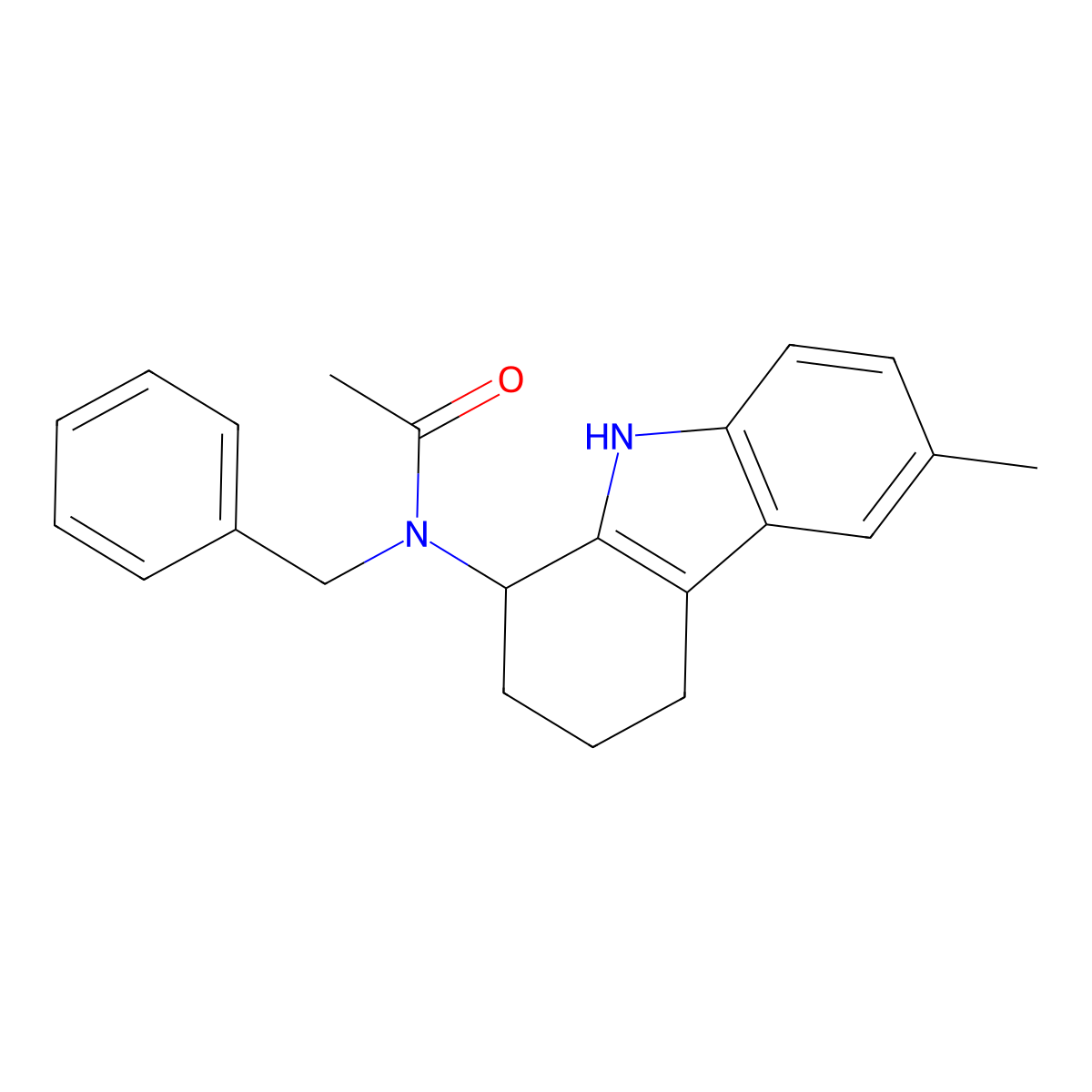 N-benzyl-N-(6-methyl-2,3,4,9-tetrahydro-1H-carbazol-1-yl)acetamide molecular structure, CAS 115174-37-3