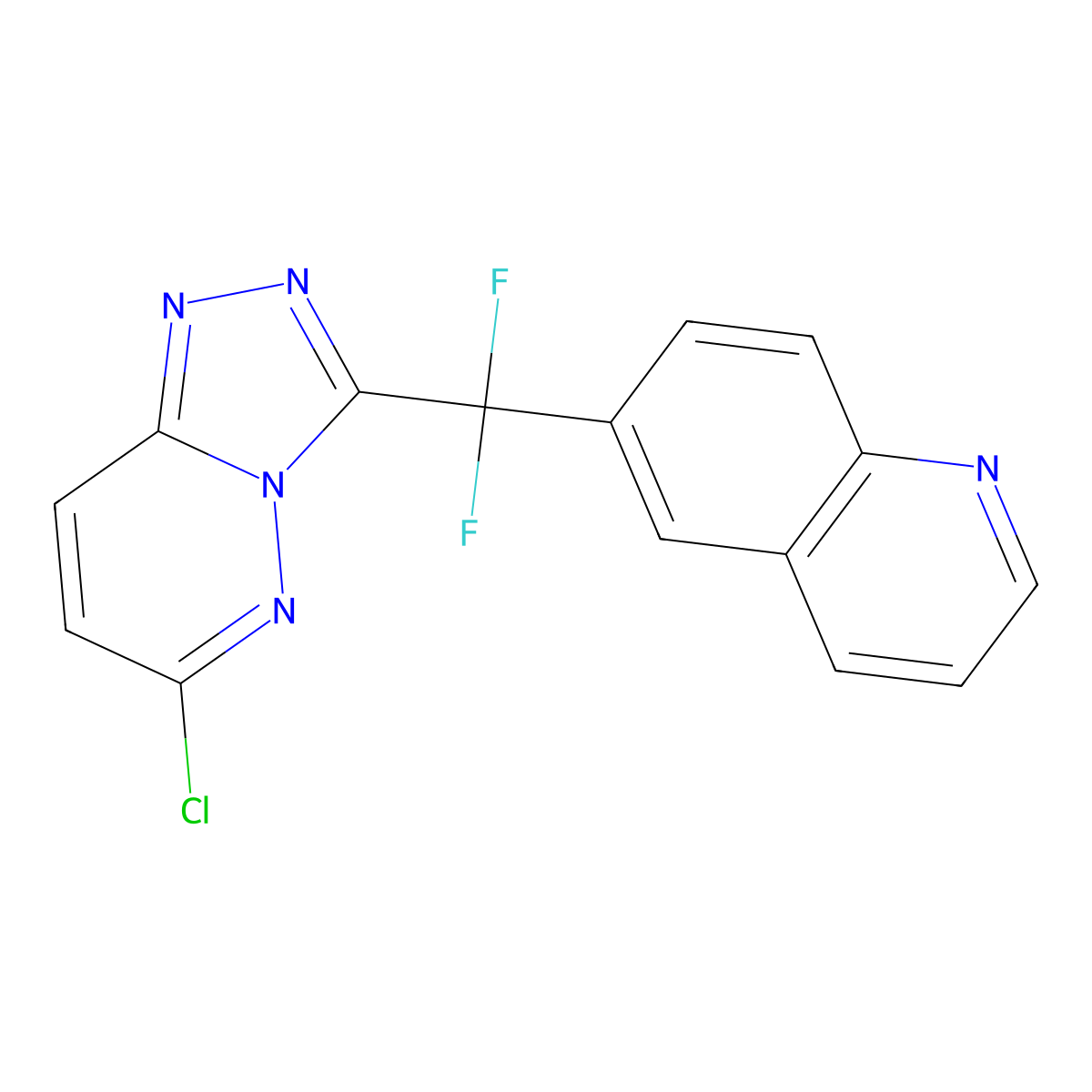 6-((6-Chloro-[1,2,4]triazolo[4,3-b]pyridazin-3-yl)difluoromethyl)quinoline molecular structure, CAS 1151800-43-9