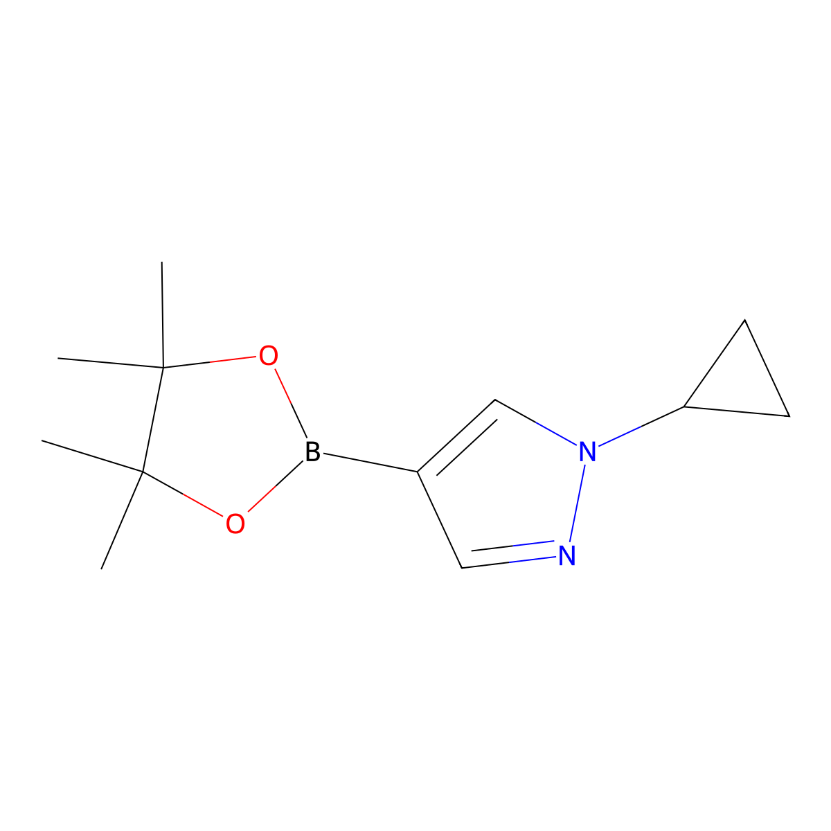 1-Cyclopropyl-4-(4,4,5,5-tetramethyl-1,3,2-dioxaborolan-2-yl)-1H-pyrazole molecular structure, CAS 1151802-22-0