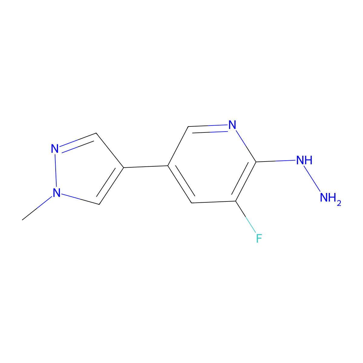 3-fluoro-2-hydrazinyl-5-(1-methyl-1H-pyrazol-4-yl)pyridine molecular structure, CAS 1151802-50-4