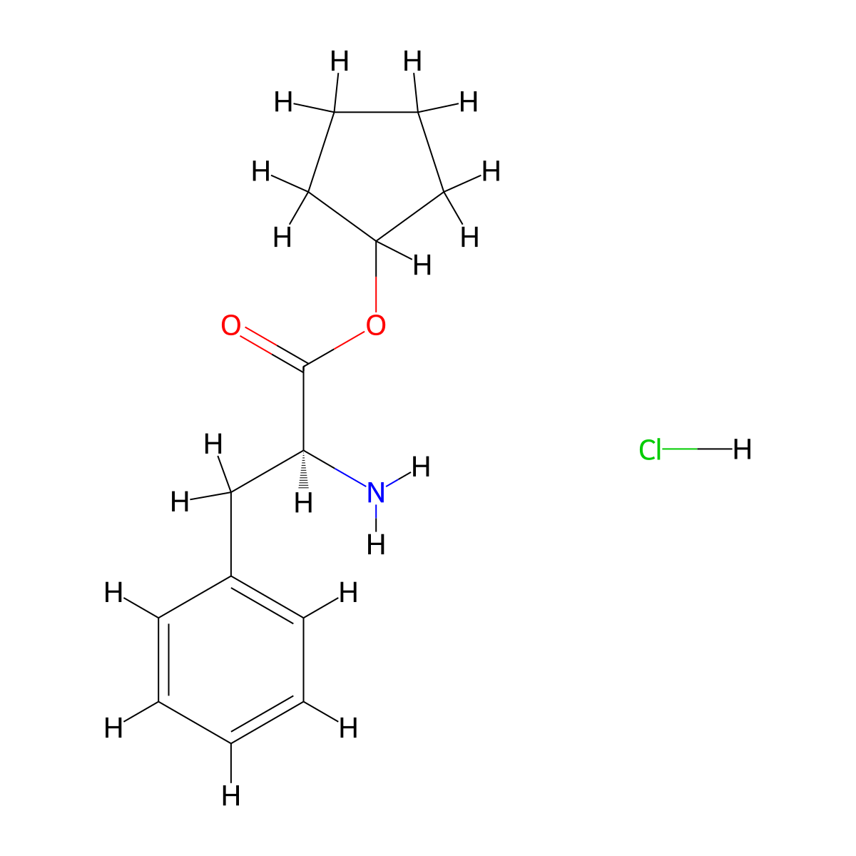 cyclopentyl (2S)-2-amino-3-phenylpropanoate hydrochloride molecular structure, CAS 1151805-39-8
