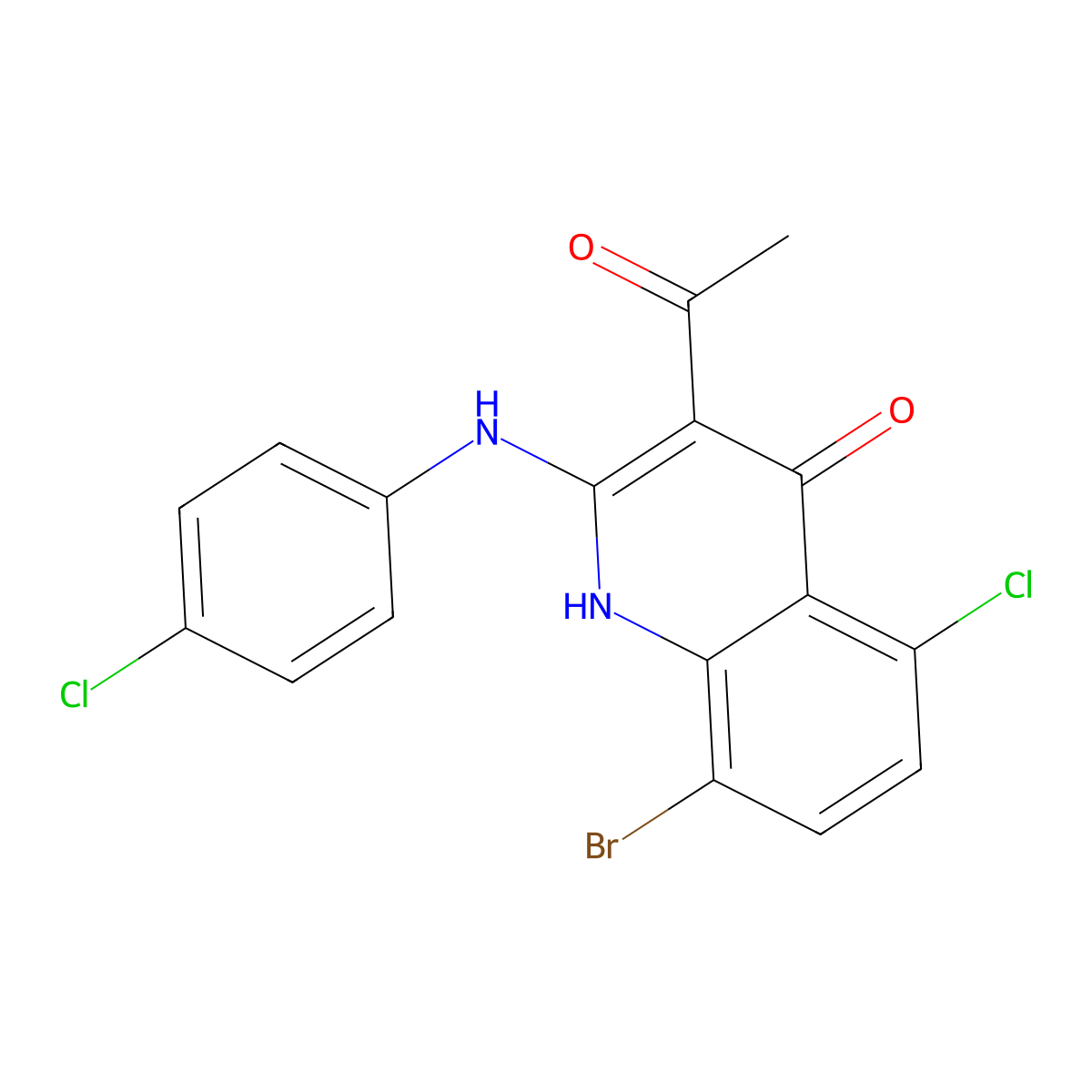 3-acetyl-8-bromo-5-chloro-2-(4-chlorophenylamino)quinolin-4(1H)-one molecular structure, CAS 1151813-61-4