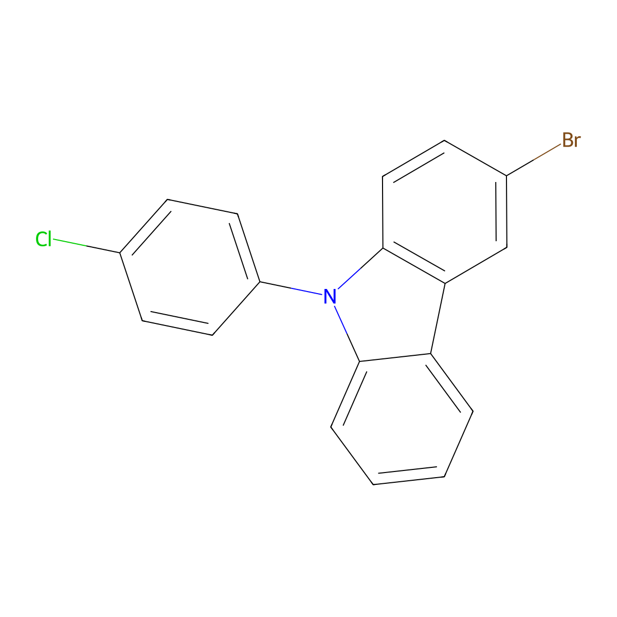 3-bromo-9-(4-chlorophenyl)-9H-carbazole molecular structure, CAS 1151816-79-3