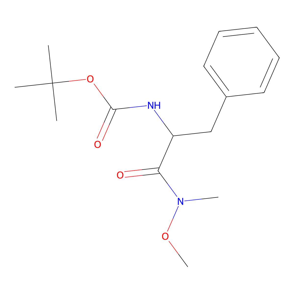Nalpha-(tert-Butoxycarbonyl)-N-methoxy-N-methyl-D-phenylalaninamide molecular structure, CAS 115186-33-9