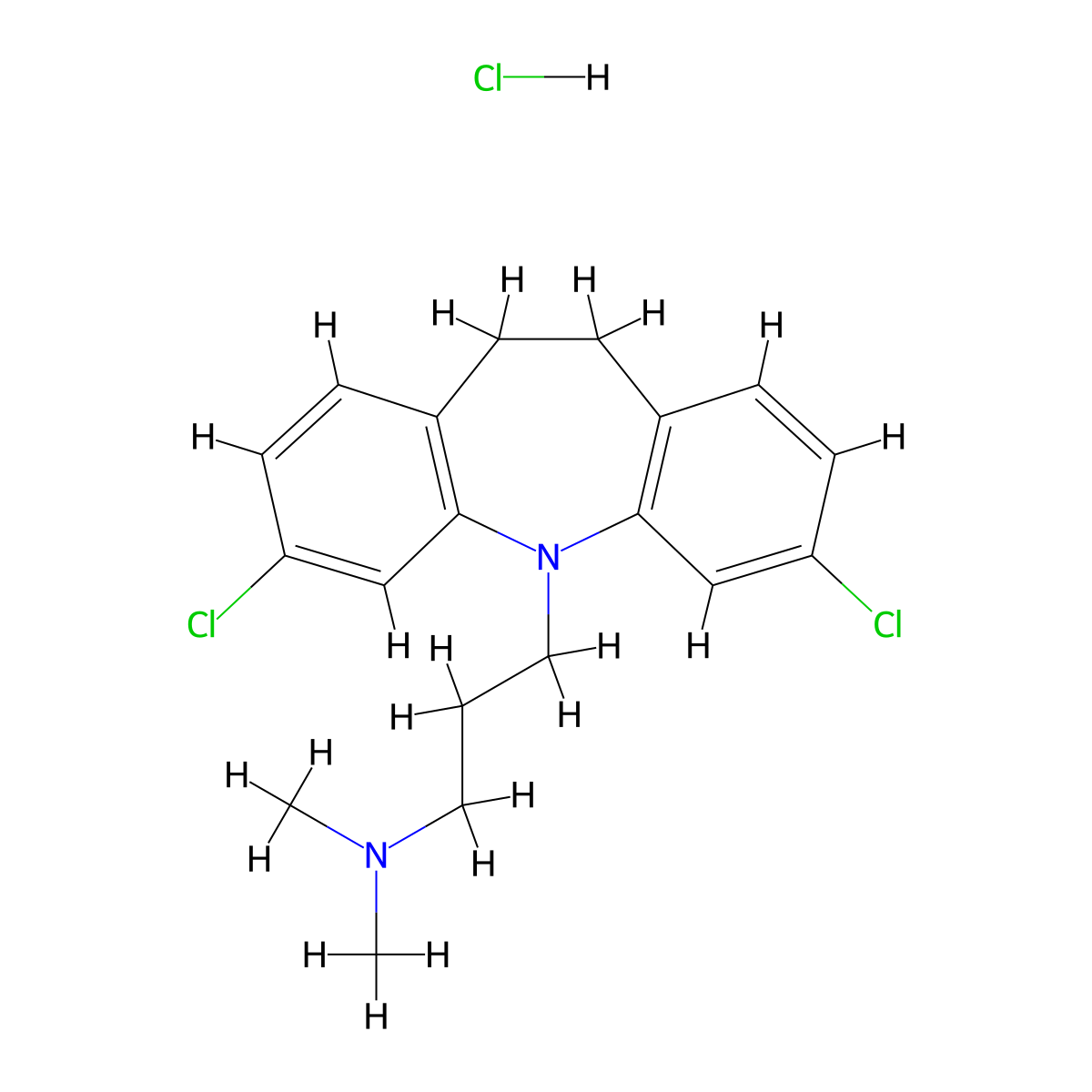 3,7-Dichloroimipramine hydrochloride molecular structure, CAS 115189-28-1