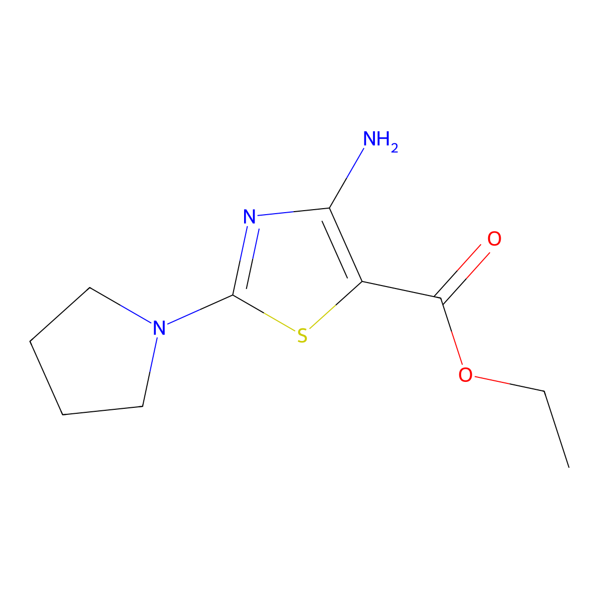 Ethyl 4-amino-2-(pyrrolidin-1-yl)thiazole-5-carboxylate molecular structure, CAS 1151933-49-1