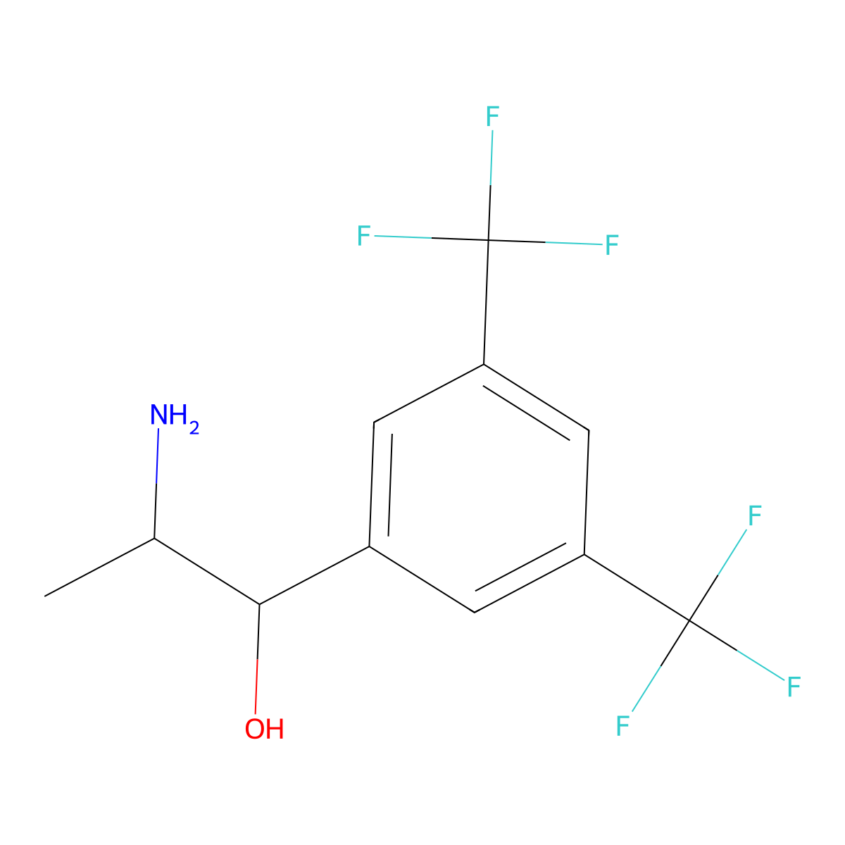 (1R,2S)-2-amino-1-[3,5-bis(trifluoromethyl)phenyl]propan-1-ol molecular structure, CAS 1152029-16-7