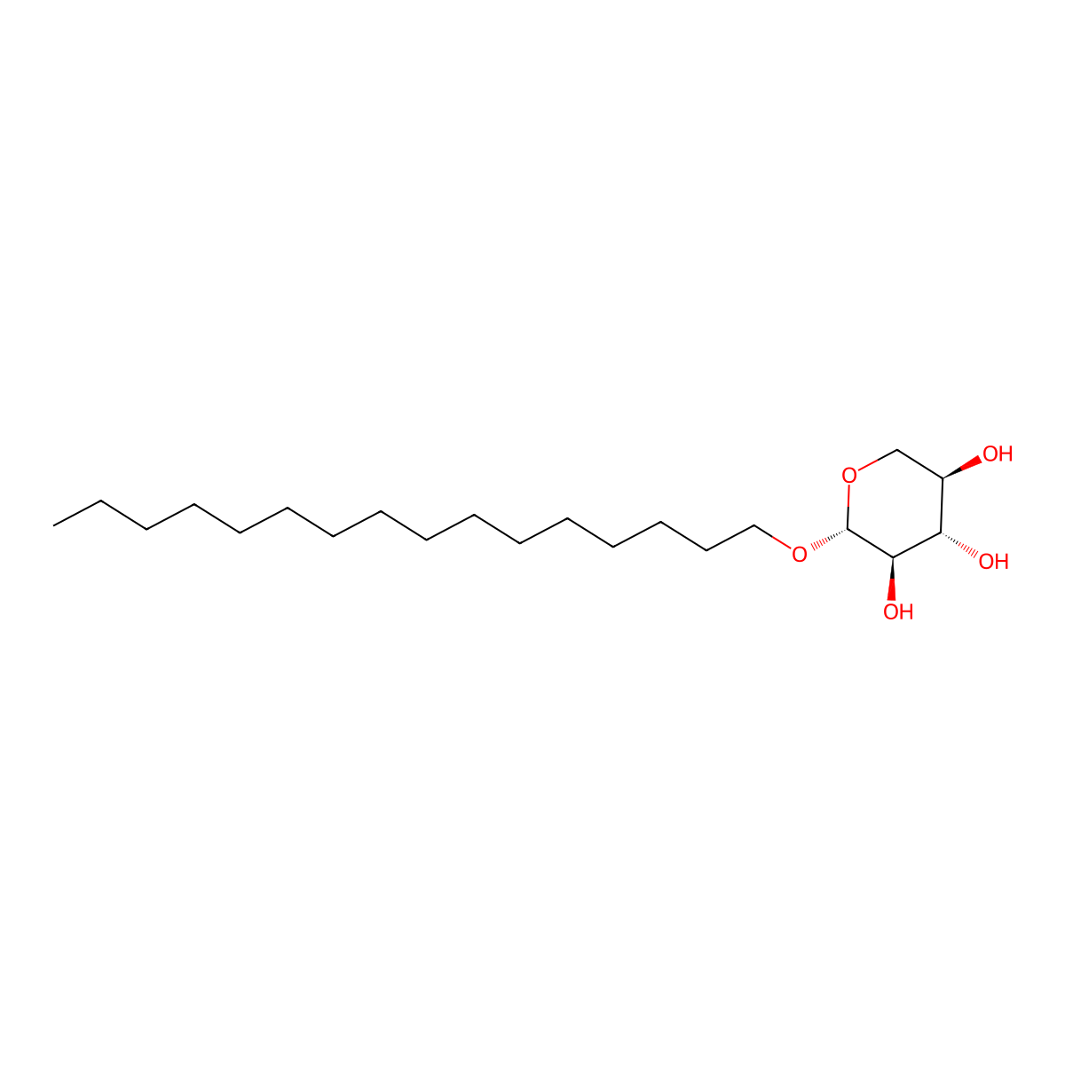Cetyl beta-D-xylopyranoside molecular structure, CAS 115211-19-3