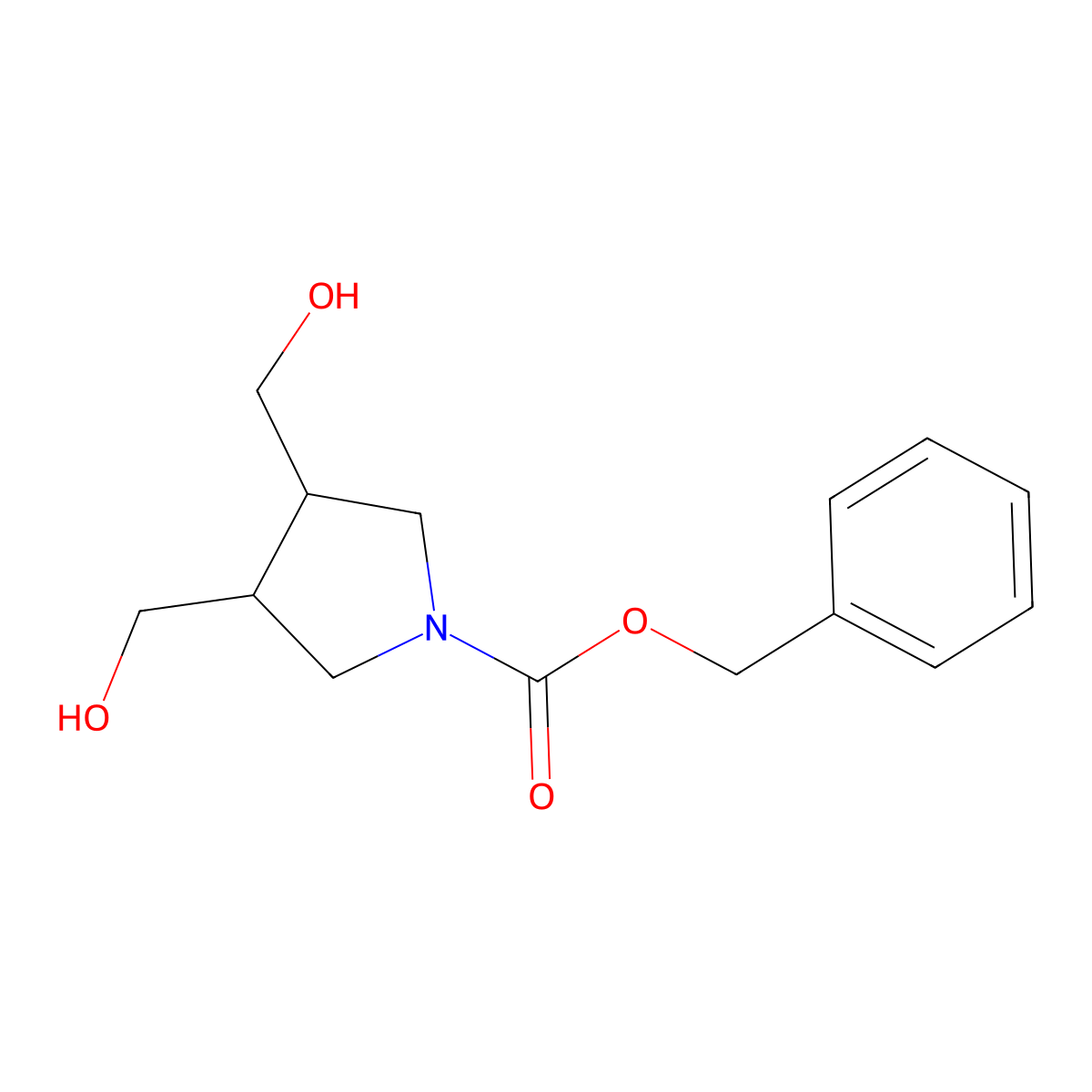 benzyl (3R,4S)-3,4-bis(hydroxymethyl)pyrrolidine-1-carboxylate molecular structure, CAS 1152110-49-0