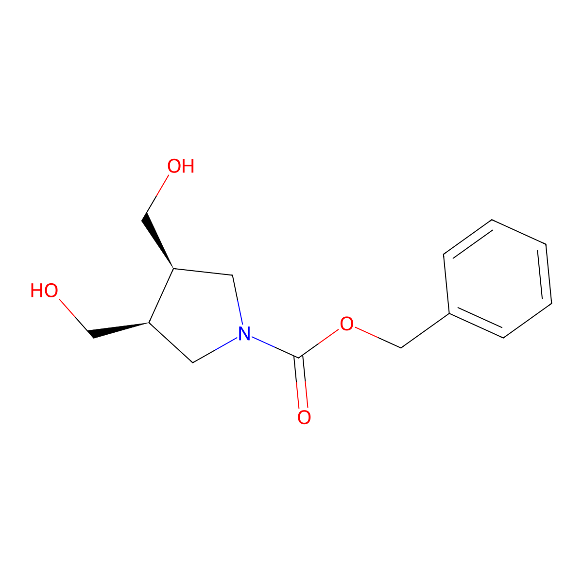 benzyl (3R,4S)-3,4-bis(hydroxymethyl)pyrrolidine-1-carboxylate molecular structure, CAS 1152110-49-0
