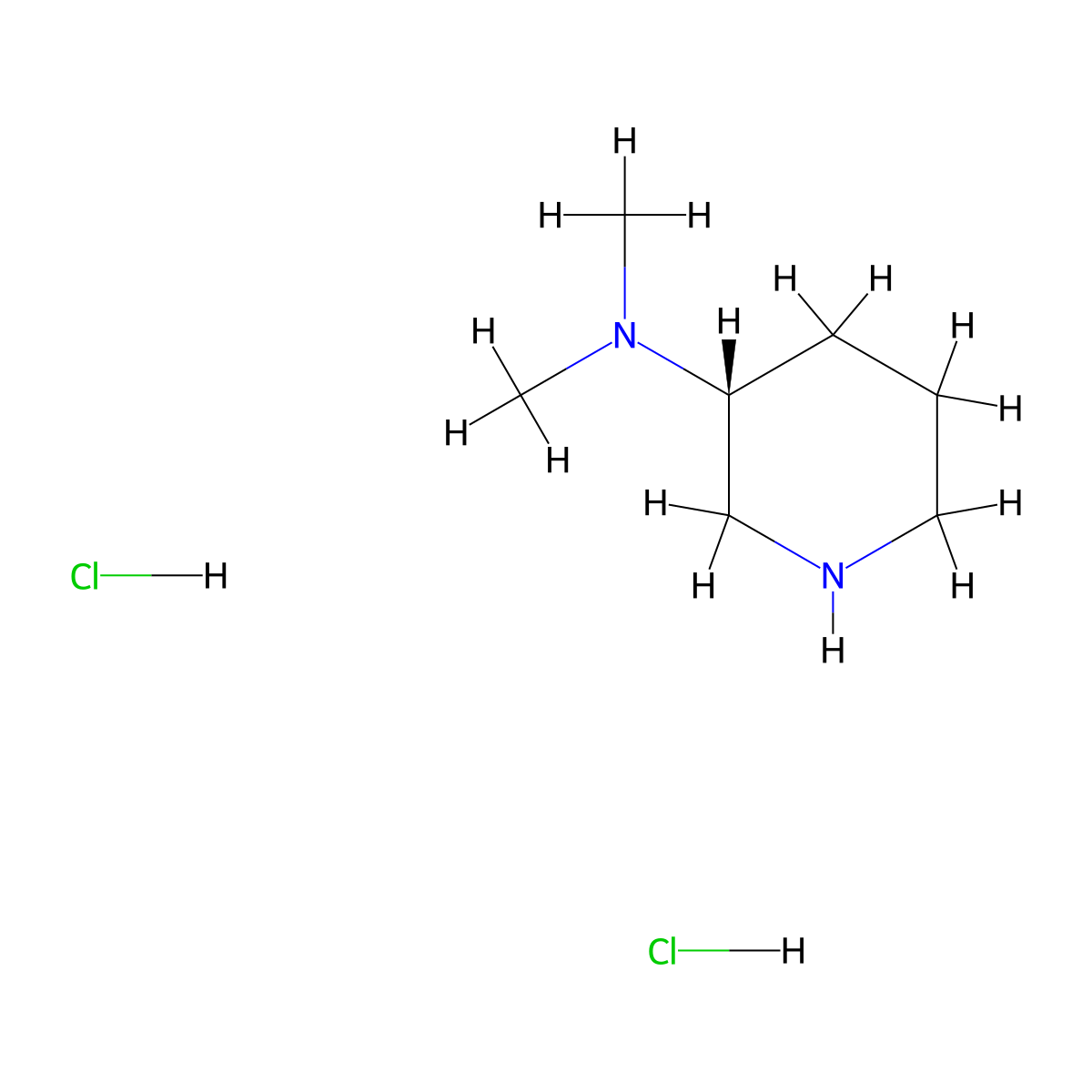 (3R)-N,N-dimethylpiperidin-3-amine dihydrochloride molecular structure, CAS 1152110-75-2