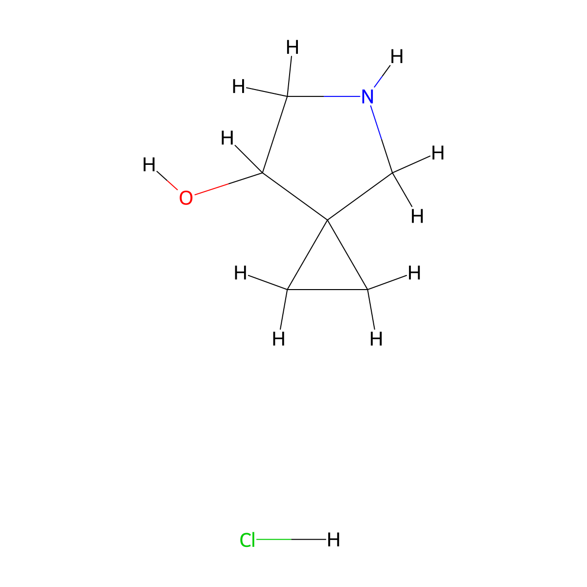 5-Azaspiro[2.4]heptan-7-ol hydrochloride molecular structure, CAS 1152110-85-4