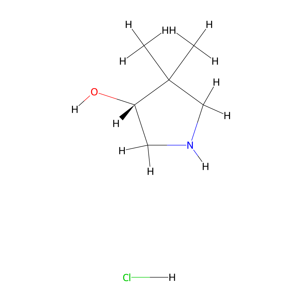 (3R)-4,4-dimethyl-3-pyrrolidinol hydrochloride molecular structure, CAS 1152110-88-7