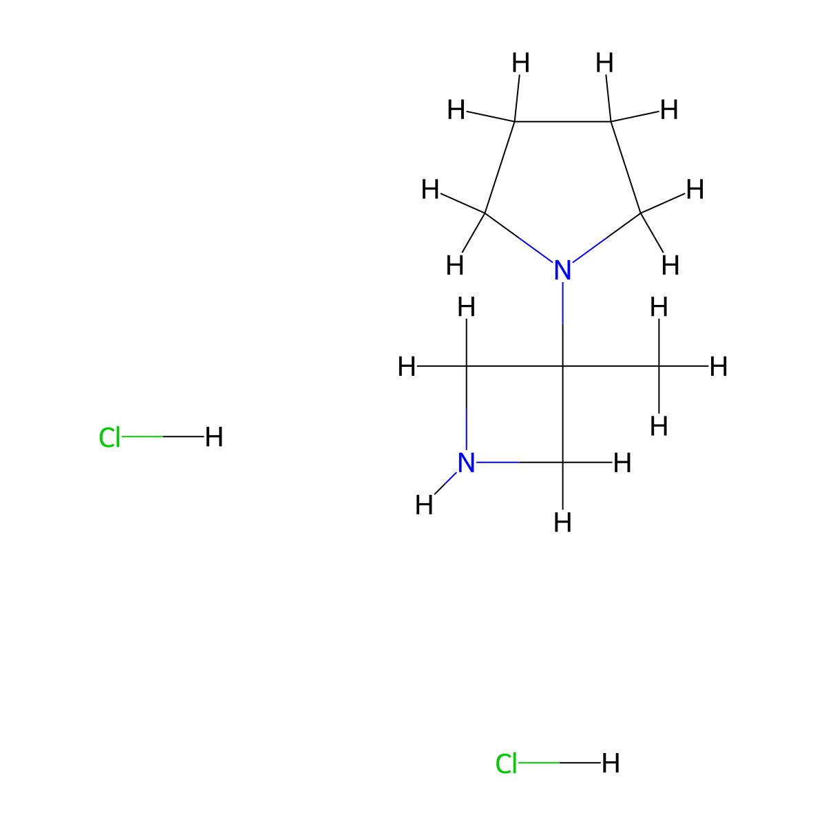 1-(3-Methylazetidin-3-yl)pyrrolidine;dihydrochloride molecular structure, CAS 1152111-80-2