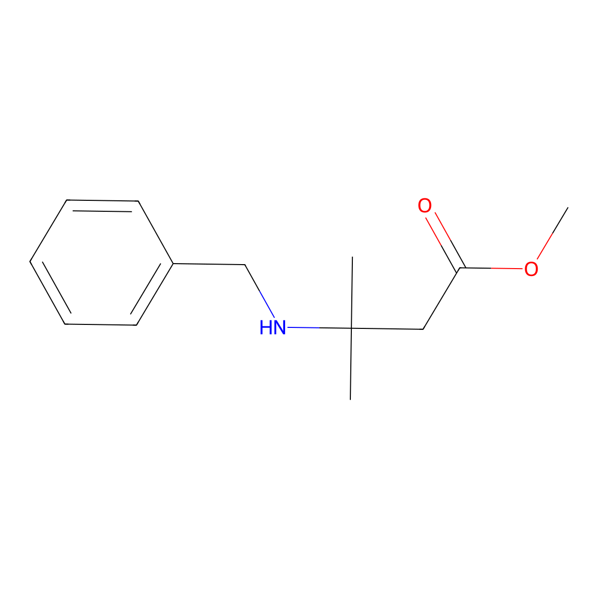 Methyl 3-methyl-3-[(phenylmethyl)amino]butanoate molecular structure, CAS 1152112-17-8
