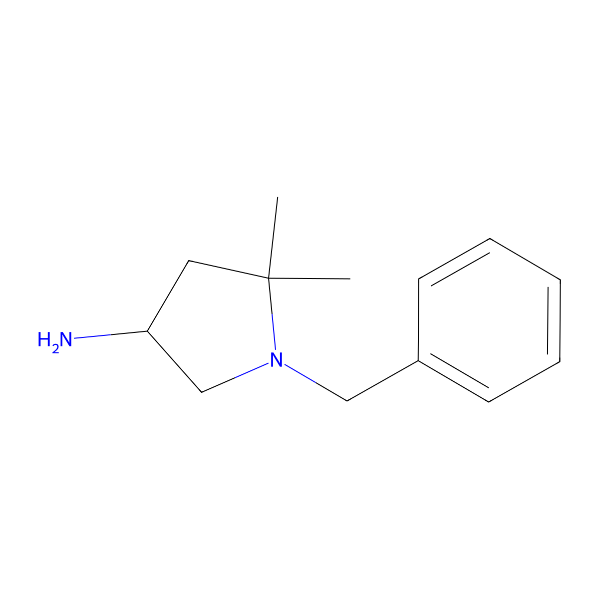 1-Benzyl-5,5-dimethylpyrrolidin-3-amine molecular structure, CAS 1152112-22-5