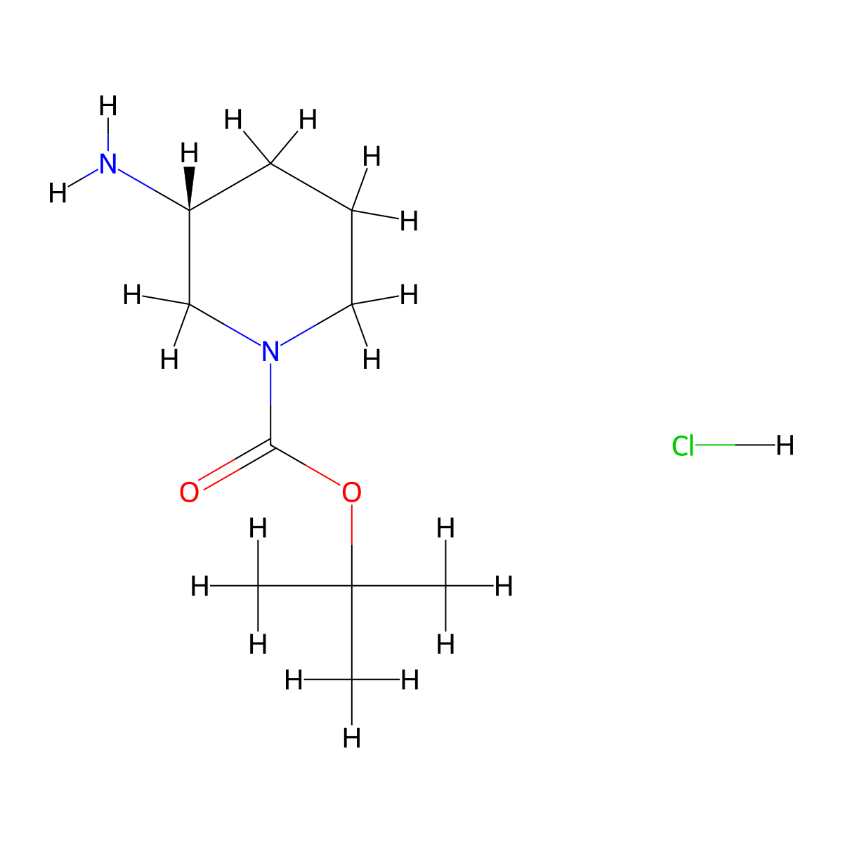 (R)-tert-butyl 3-aminopiperidine-1-carboxylate hydrochloride molecular structure, CAS 1152113-32-0