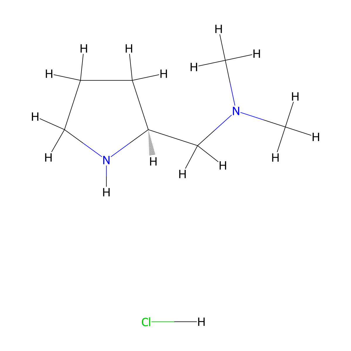 (S)-N,N-Dimethyl(pyrrolidin-2-yl)methanamine hydrochloride molecular structure, CAS 1152113-36-4