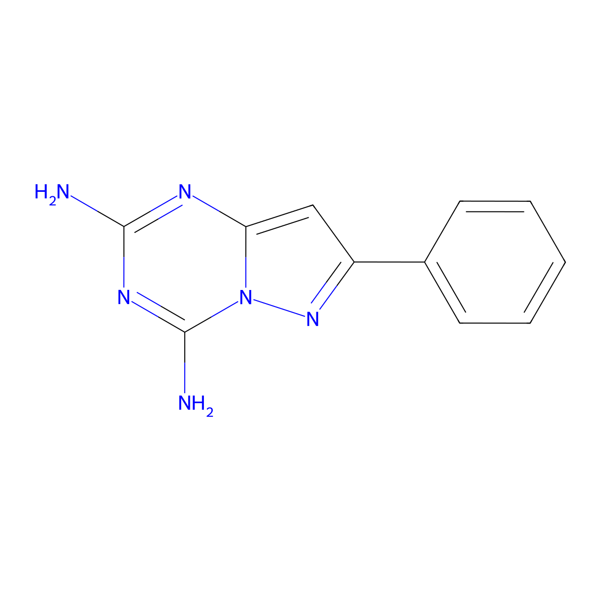 7-Phenylpyrazolo[1,5-a][1,3,5]triazine-2,4-diamine molecular structure, CAS 115231-49-7