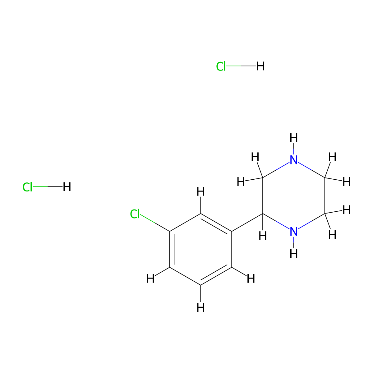 2-(3-Chlorophenyl)piperazine dihydrochloride molecular structure, CAS 115238-05-6