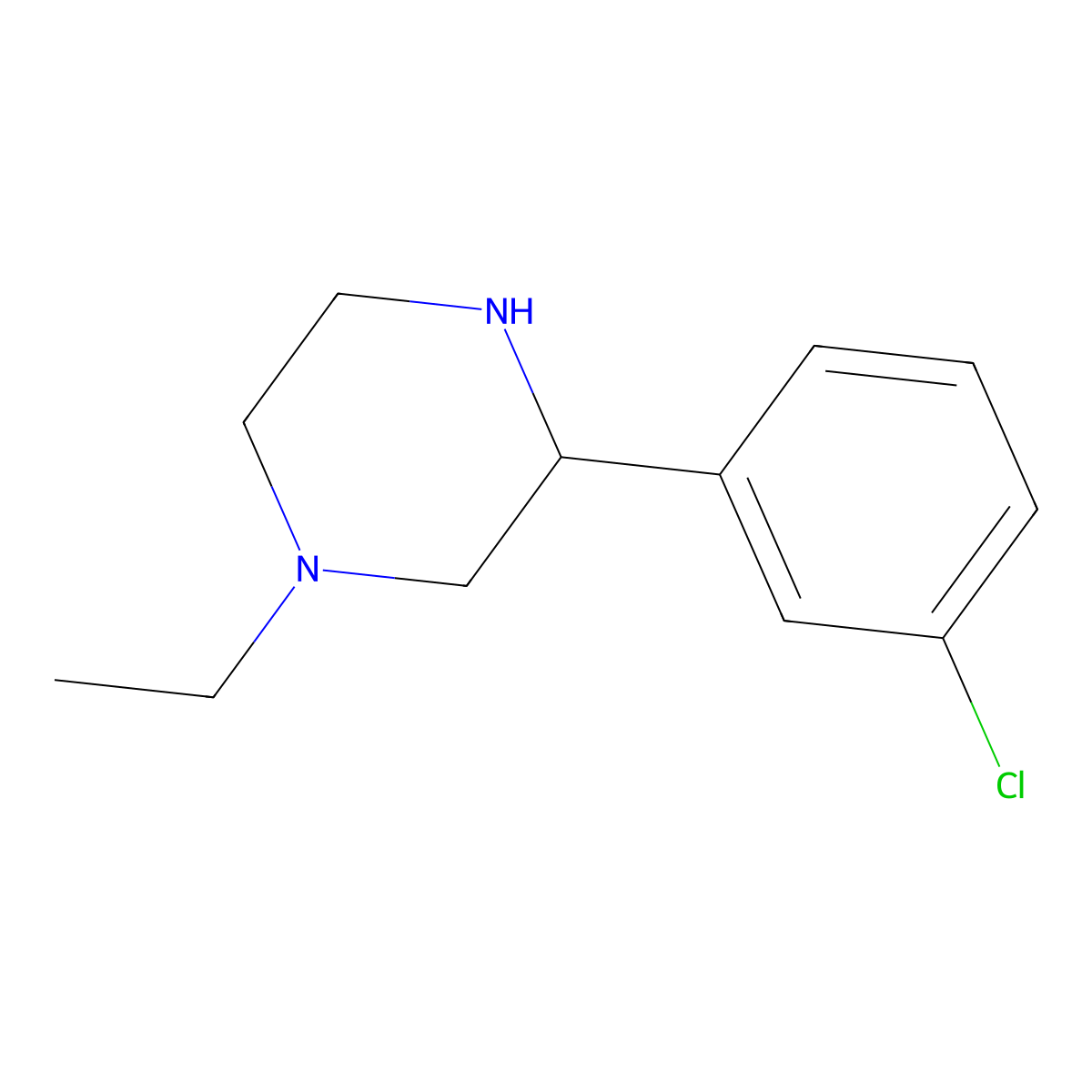 3-(3-Chlorophenyl)-1-ethylpiperazine molecular structure, CAS 115238-11-4