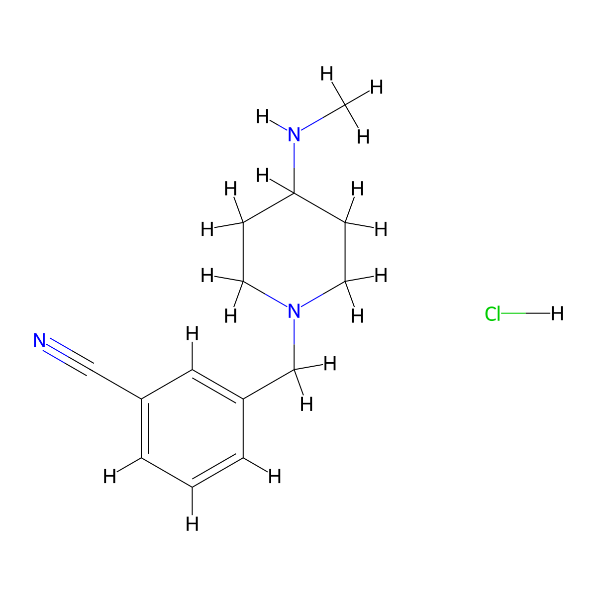 3-((4-(Methylamino)piperidin-1-yl)methyl)benzonitrile hydrochloride molecular structure, CAS 1152424-99-1