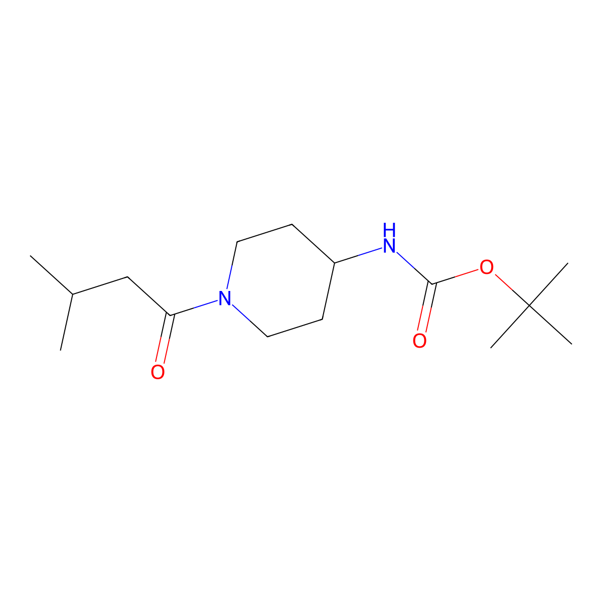 tert-Butyl 1-(3-methylbutanoyl)piperidin-4-ylcarbamate molecular structure, CAS 1152430-21-1