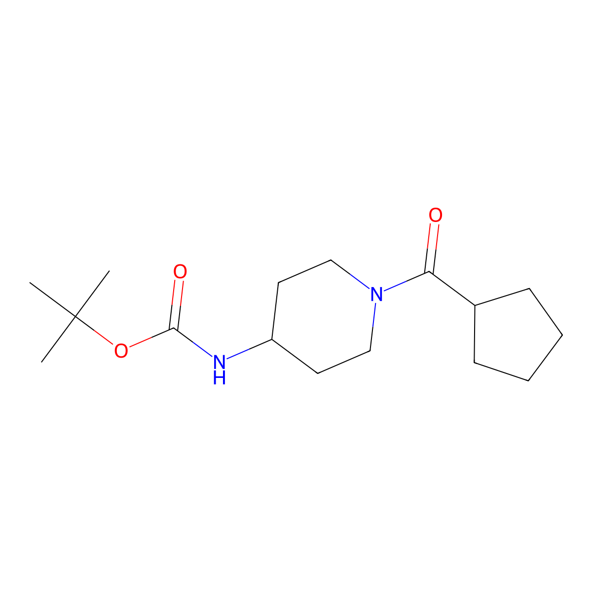 tert-Butyl 1-(cyclopentanecarbonyl)piperidin-4-ylcarbamate molecular structure, CAS 1152430-24-4