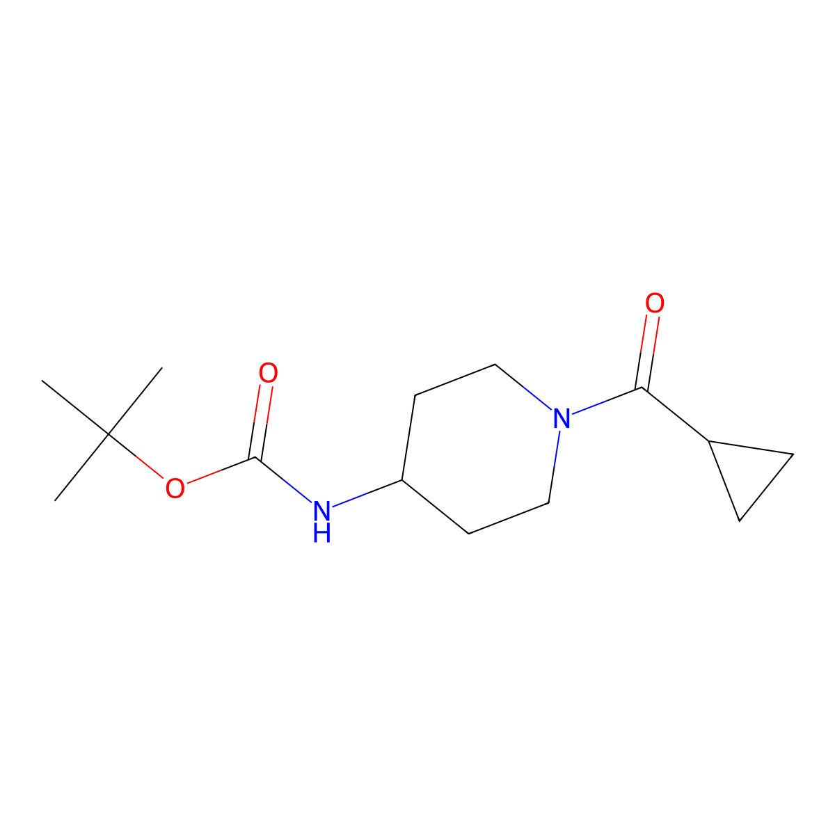 tert-Butyl (1-(cyclopropanecarbonyl)piperidin-4-yl)carbamate molecular structure, CAS 1152430-26-6