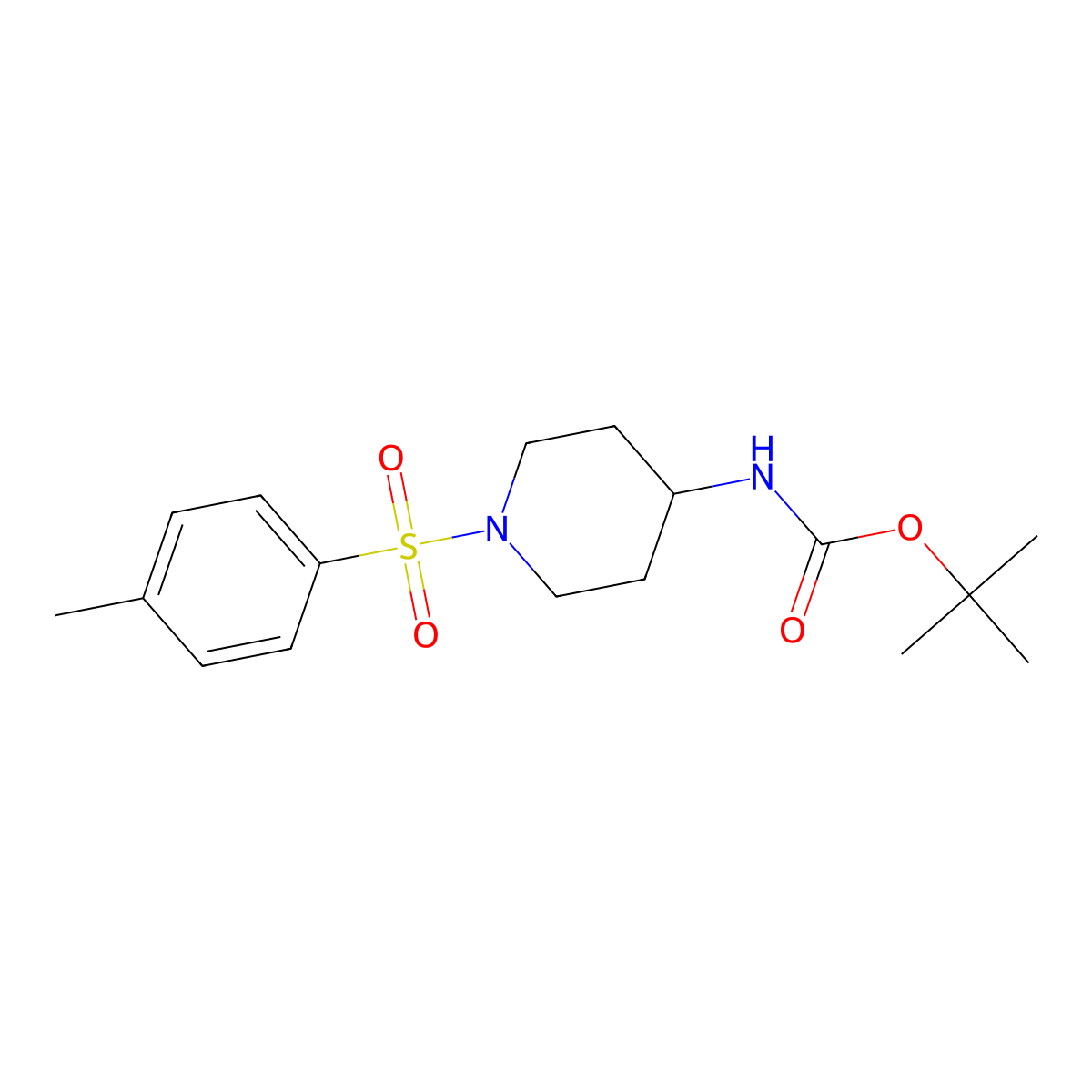Tert-butyl {1-[(4-methylphenyl)sulfonyl]piperidin-4-yl}carbamate molecular structure, CAS 1152430-28-8
