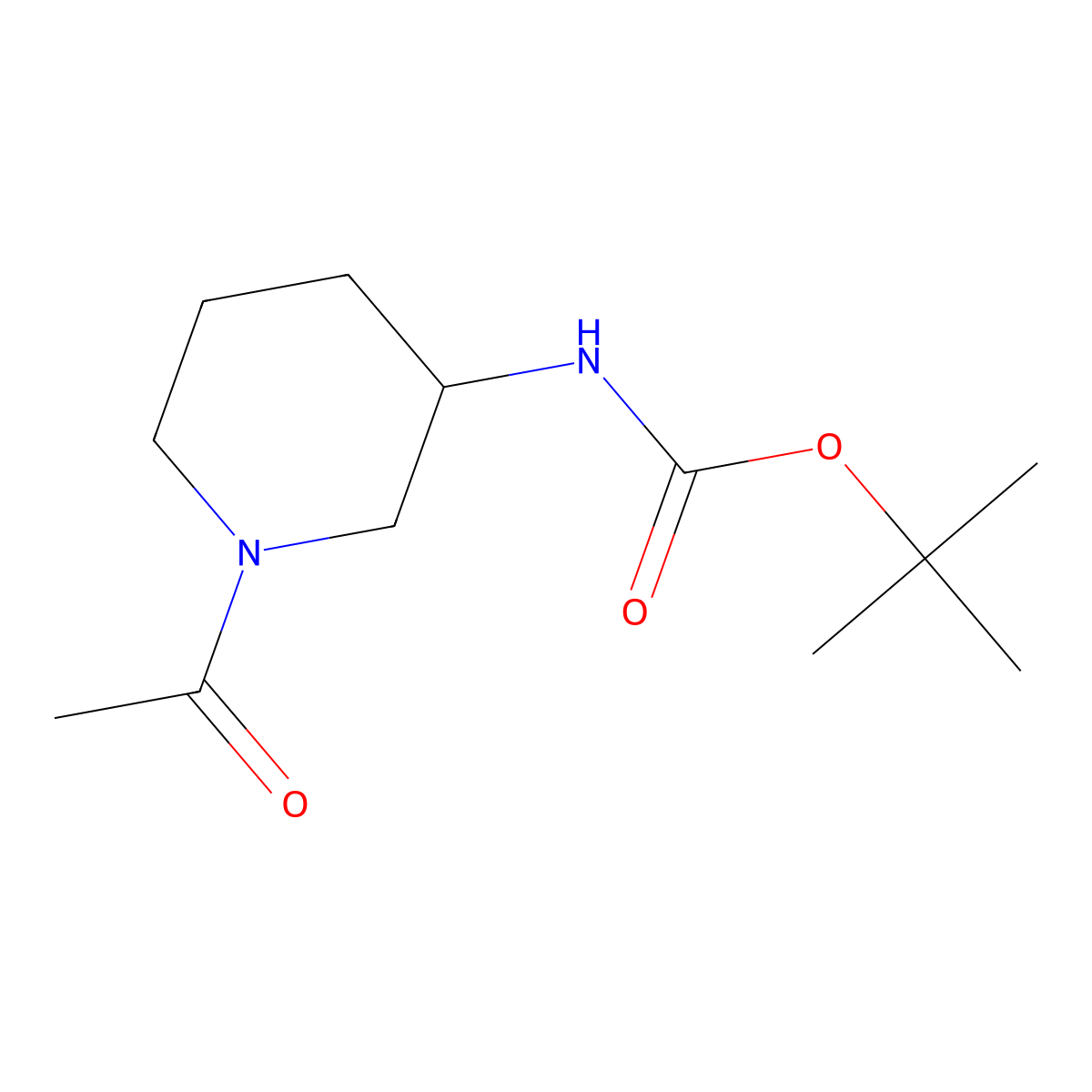 Tert-butyl (1-acetylpiperidin-3-yl)carbamate molecular structure, CAS 1152430-32-4