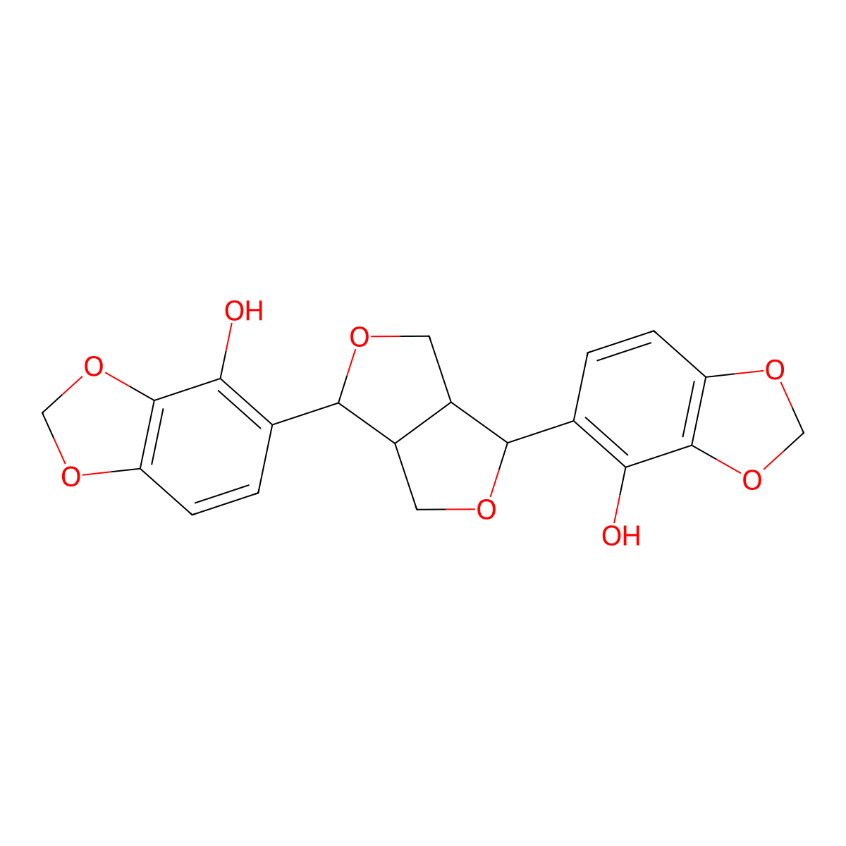 (-)-Sesamin 2,2'-diol molecular structure, CAS 1152441-87-6