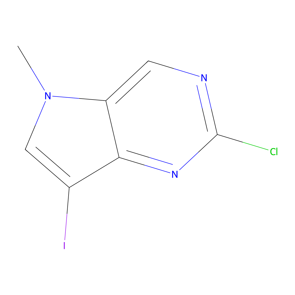 2-Chloro-7-iodo-5-methyl-5H-pyrrolo[3,2-d]pyrimidine molecular structure, CAS 1152475-62-1