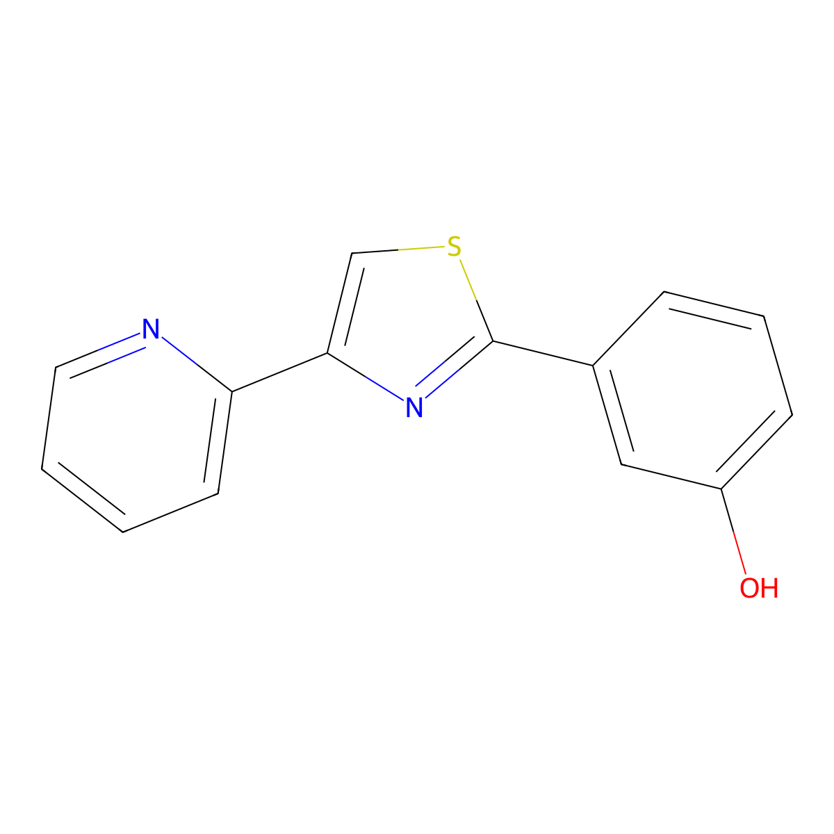 Phenol, 3-[4-(2-pyridinyl)-2-thiazolyl]- molecular structure, CAS 1152495-54-9