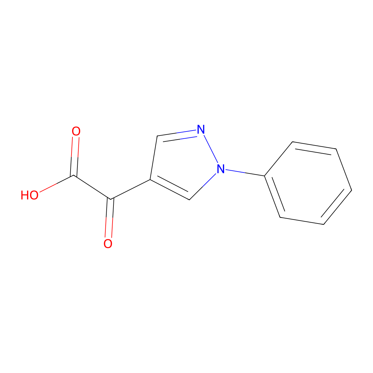 2-oxo-2-(1-phenyl-1H-pyrazol-4-yl)acetic acid molecular structure, CAS 1152495-65-2