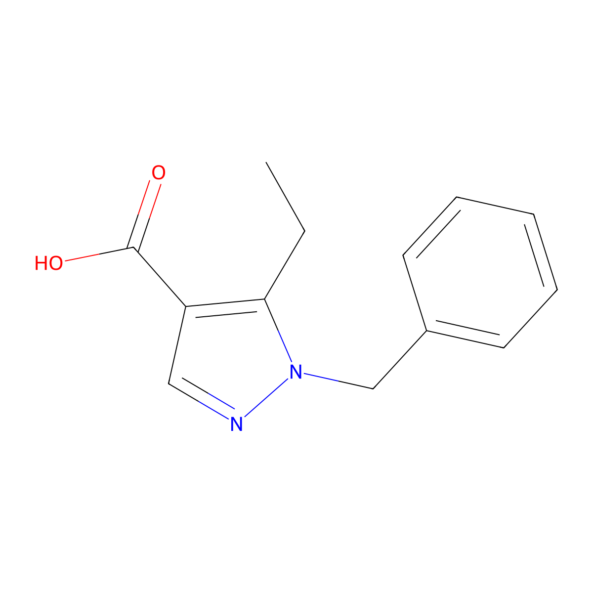 1-benzyl-5-ethyl-1H-pyrazole-4-carboxylic acid molecular structure, CAS 1152497-13-6