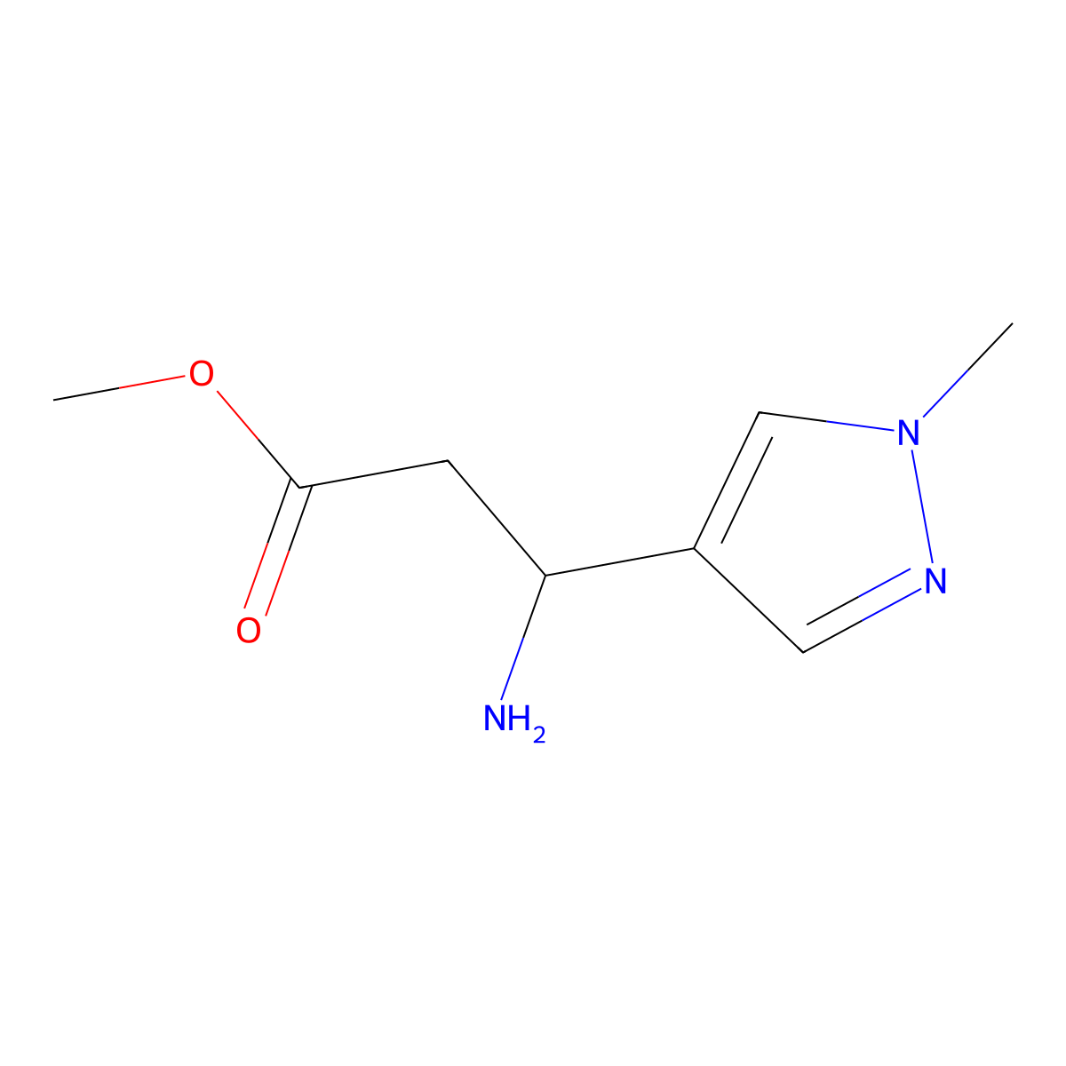 Methyl 3-amino-3-(1-methyl-1h-pyrazol-4-yl)propanoate molecular structure, CAS 1152498-03-7