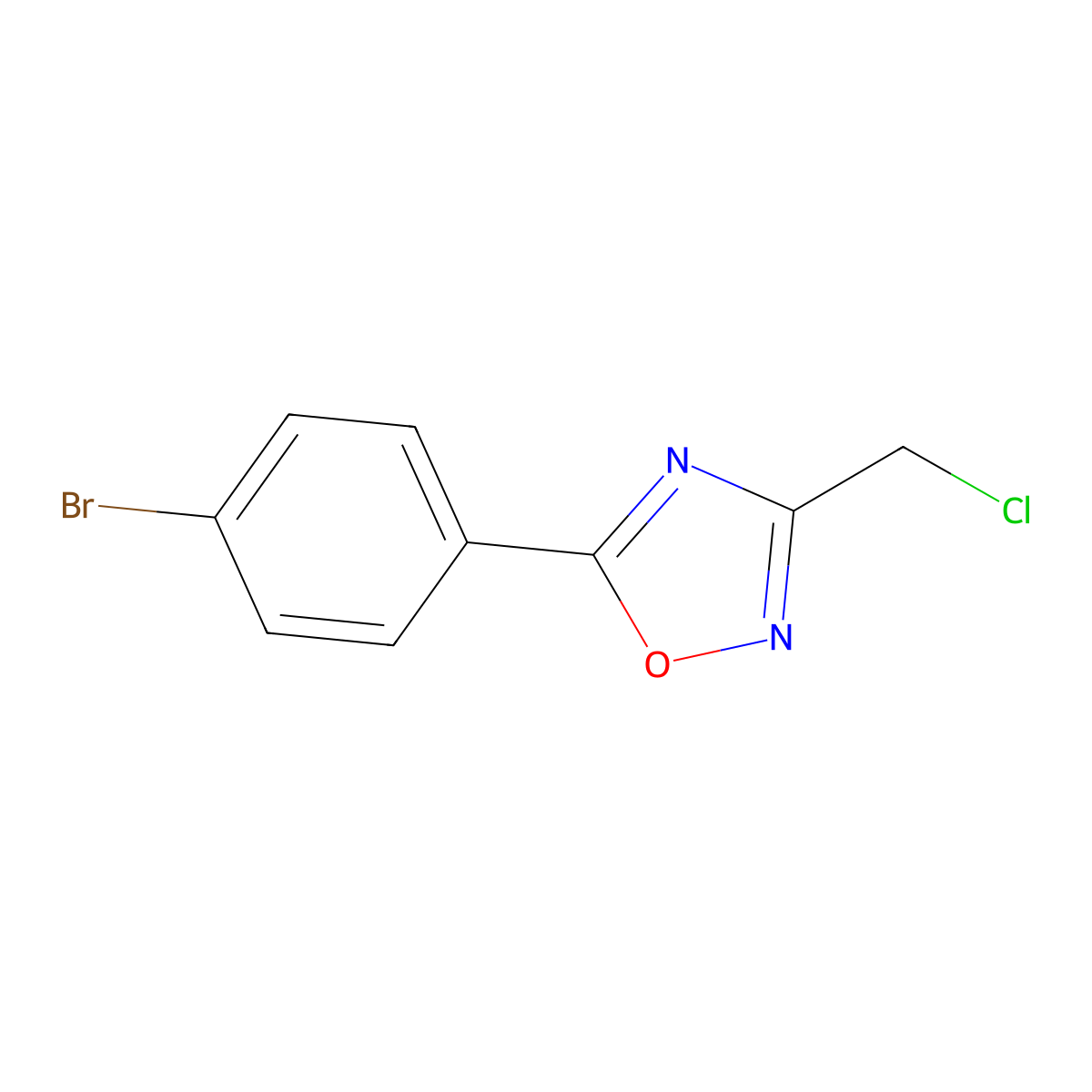 5-(4-Bromophenyl)-3-(chloromethyl)-1,2,4-oxadiazole molecular structure, CAS 1152498-89-9