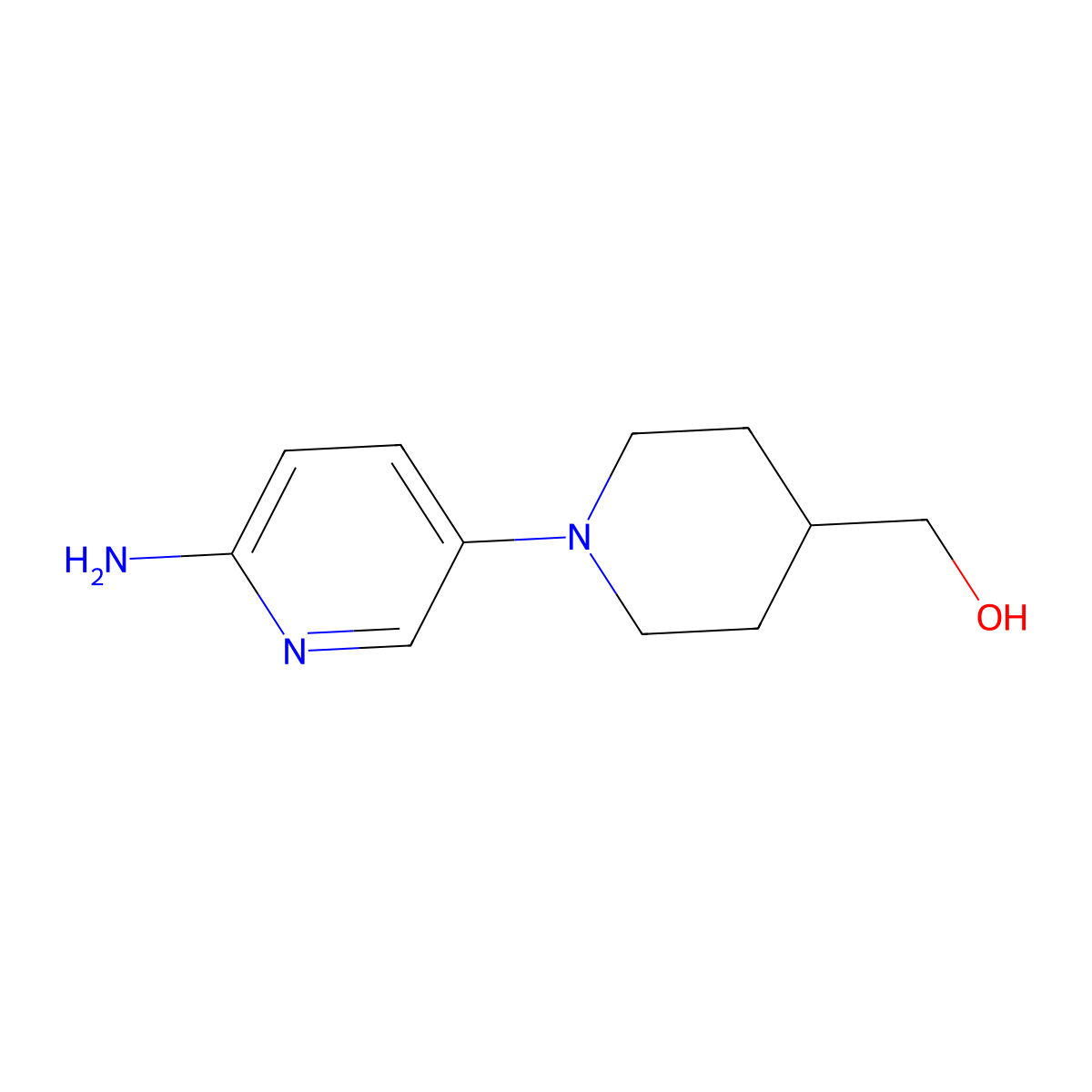 (1-(6-Aminopyridin-3-yl)piperidin-4-yl)methanol molecular structure, CAS 1152501-47-7