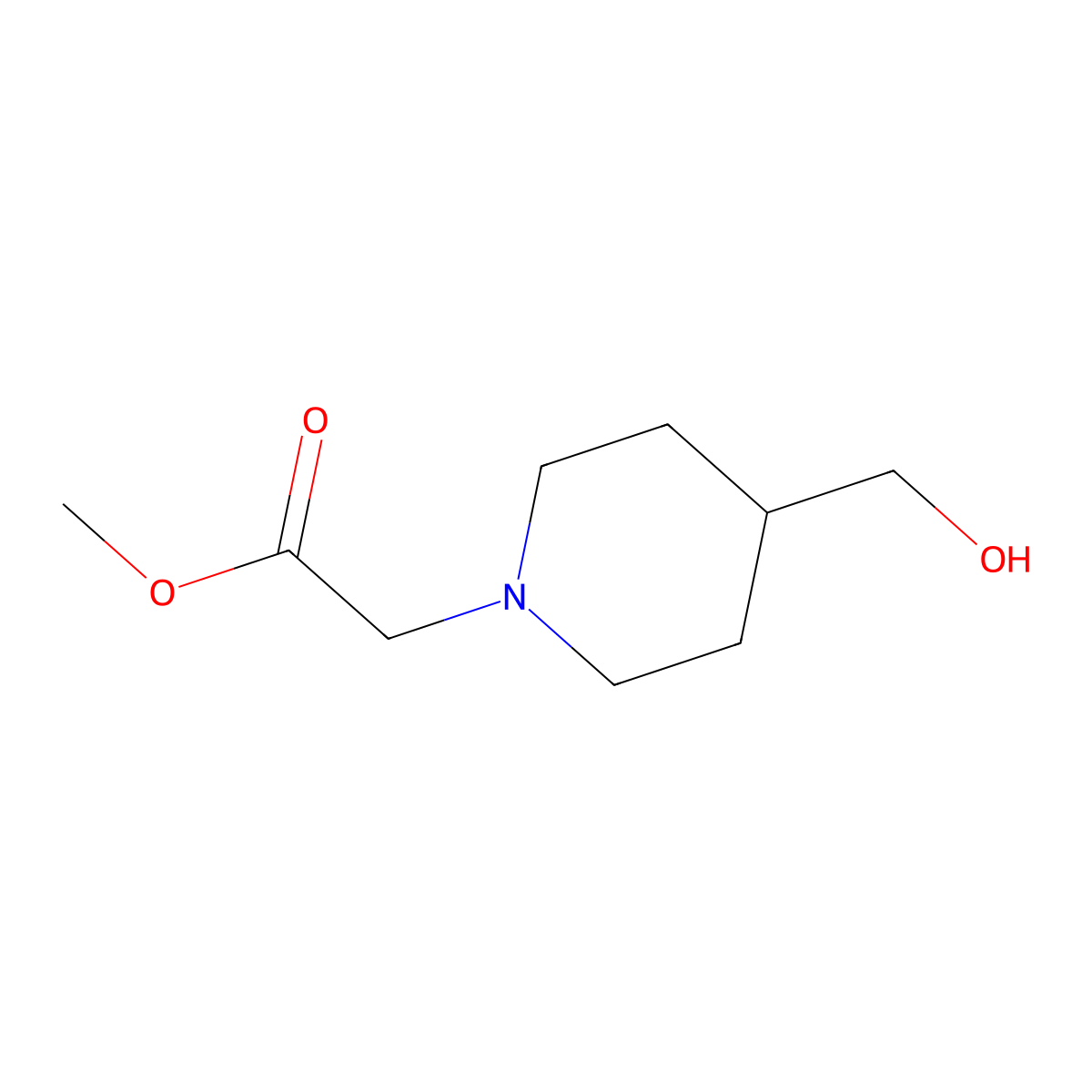Methyl 2-[4-(hydroxymethyl)piperidin-1-yl]acetate molecular structure, CAS 1152501-57-9