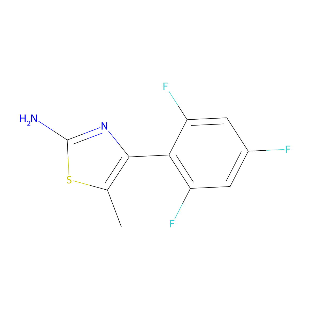 5-Methyl-4-(2,4,6-trifluorophenyl)-1,3-thiazol-2-amine molecular structure, CAS 1152502-56-1