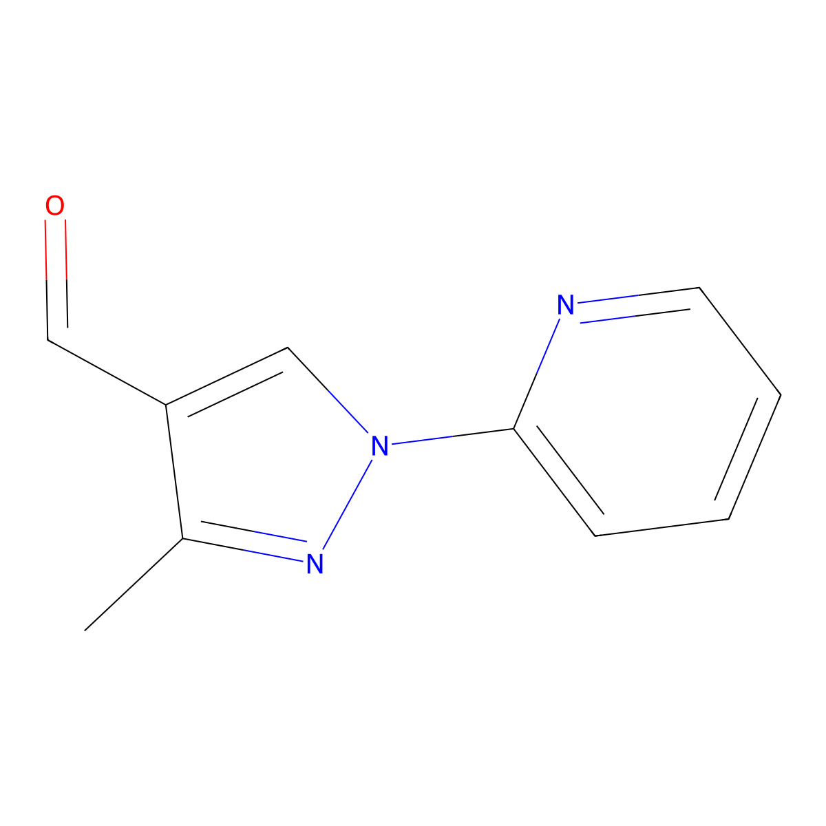 3-Methyl-1-(pyridin-2-yl)-1H-pyrazole-4-carbaldehyde molecular structure, CAS 1152502-73-2