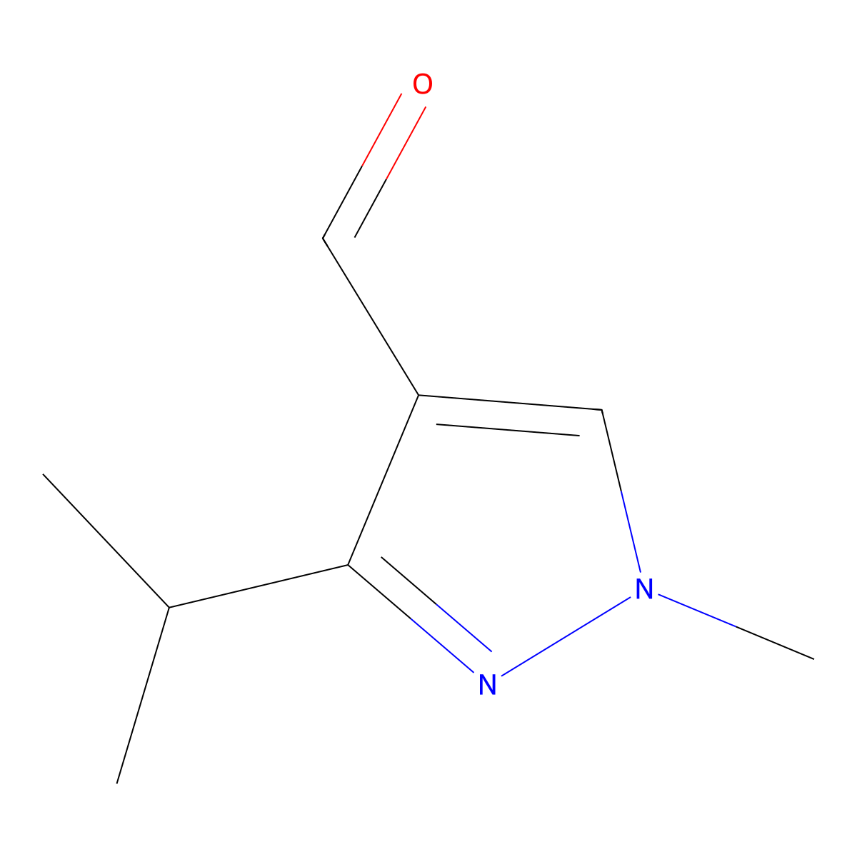 1-methyl-3-(propan-2-yl)-1H-pyrazole-4-carbaldehyde molecular structure, CAS 1152502-99-2